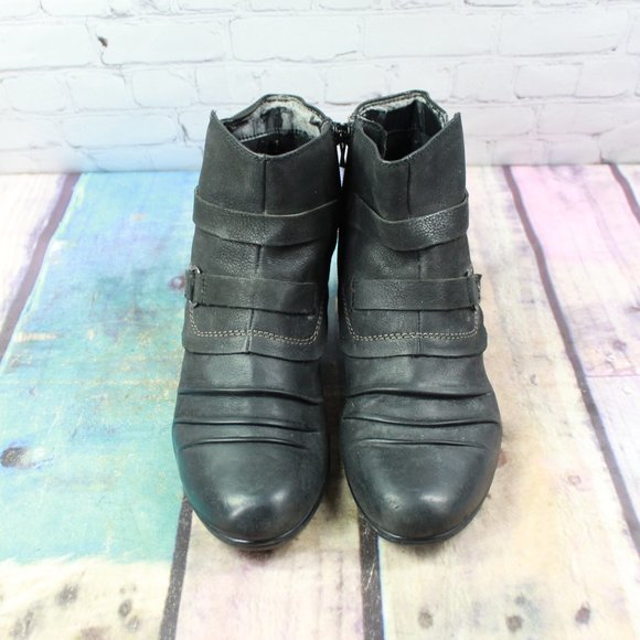 Earth Wayward Black Leather Ankle Tapered Heel Boots Size 9.5 B - Picture 5 of 9